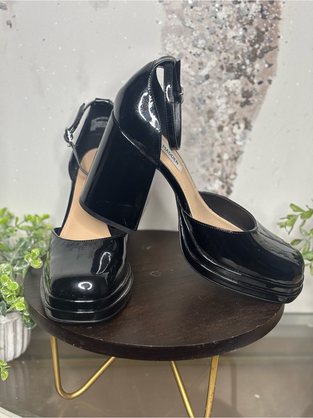 Steve Madden Definable Black Patent Platform Pumps Heels Size 8.5